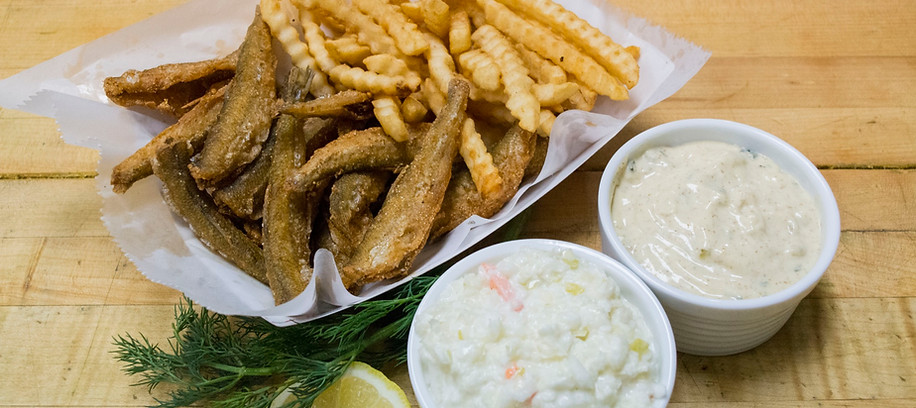 Smelt Basket, Fries and Coleslaw